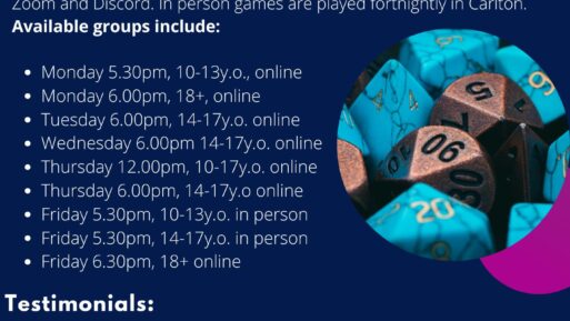 Aspergers Victoria’s Dungeon and Dragons term program.