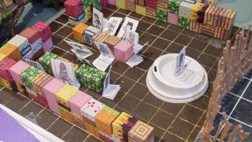 I tell the clients what the scene is, and they set it up. Then we continue to tell the story together of our adventurers using the Dungeons and Dragons game system.