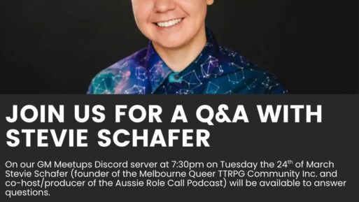 GM Meetups: Stevie Schafer will be in the hot seat for a Game Master Q&A